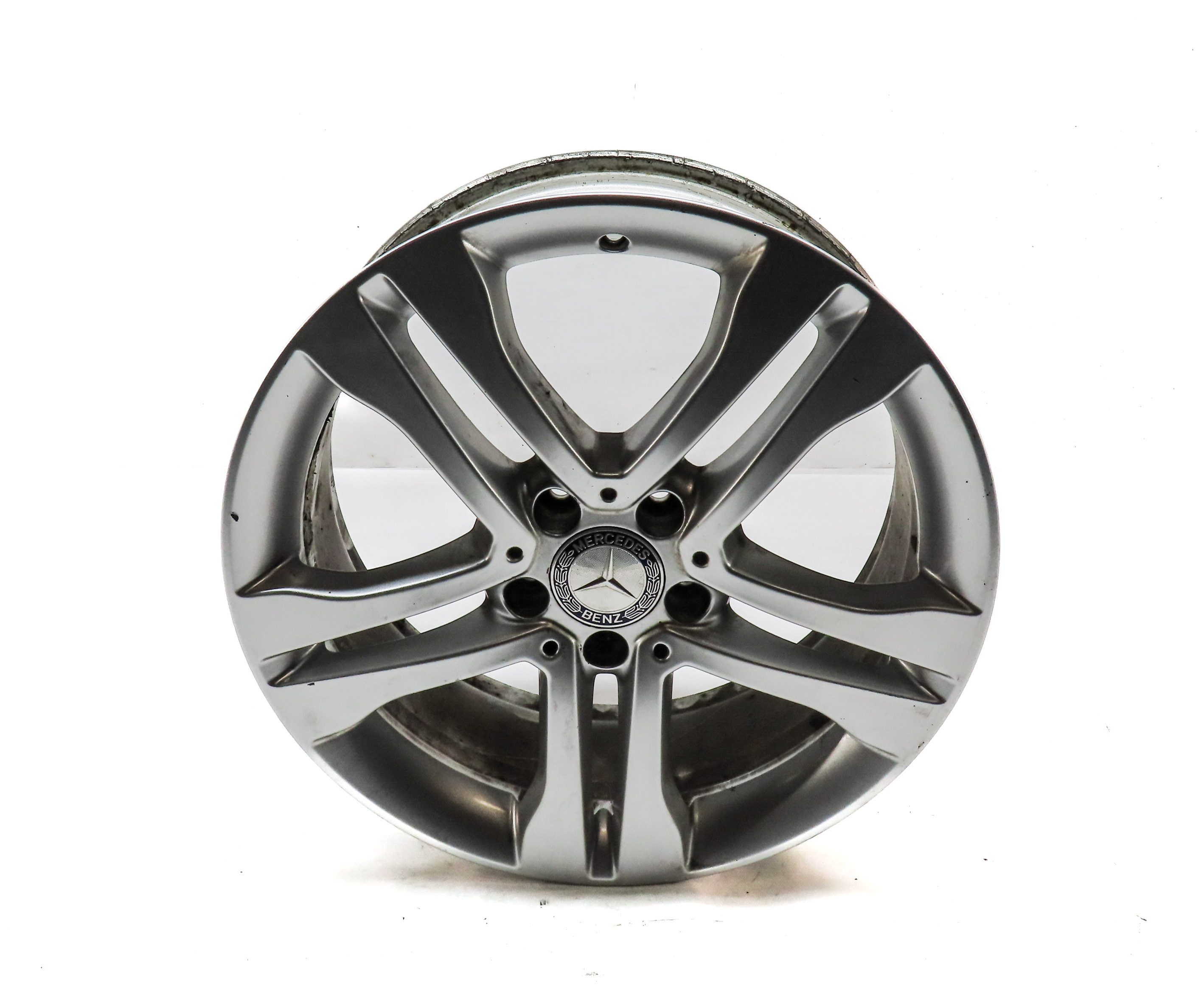 15-17 MERCEDES GLA250 (X156) 18x7 ALUMINUM ALLOY 5-DOUBLE SPOKE WHEEL RIM  — exact item pictured